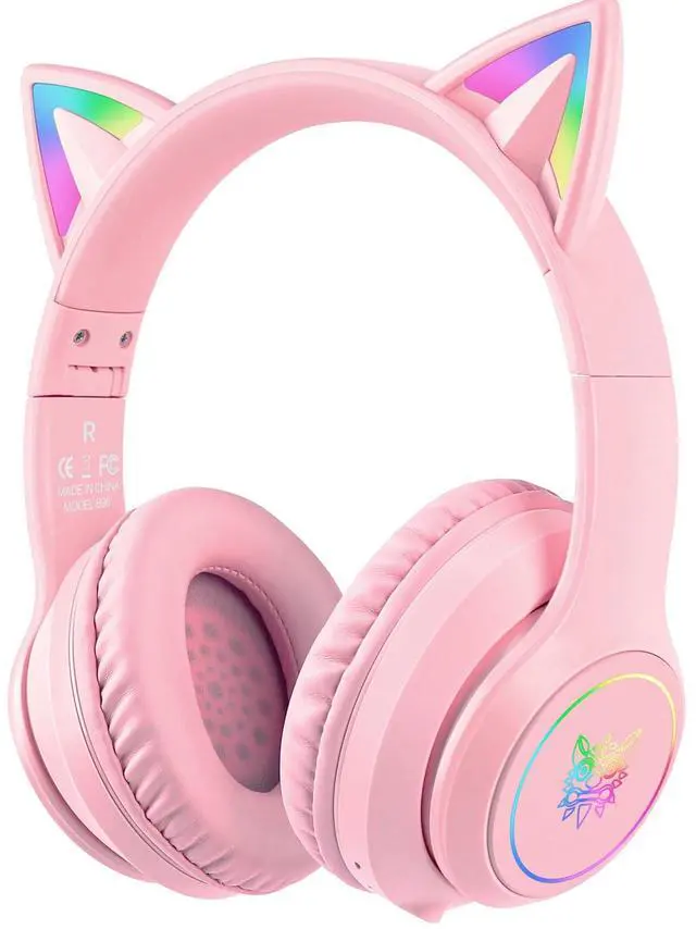 Main image of Cat Ear Bluetooth Headphones with Micphone for Kids & Adults, LED Light Up Wireless HI-FI Sound Quality, Over-Ear Headphones with Volume Control for iPhone/iPad/Laptop/PC(55H Play Time)