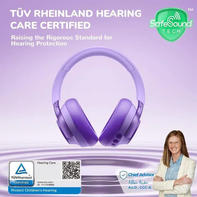 Alt view image 2 of 7 - Q950 Hearing Care Certified Noise Cancelling Headphones for Kids