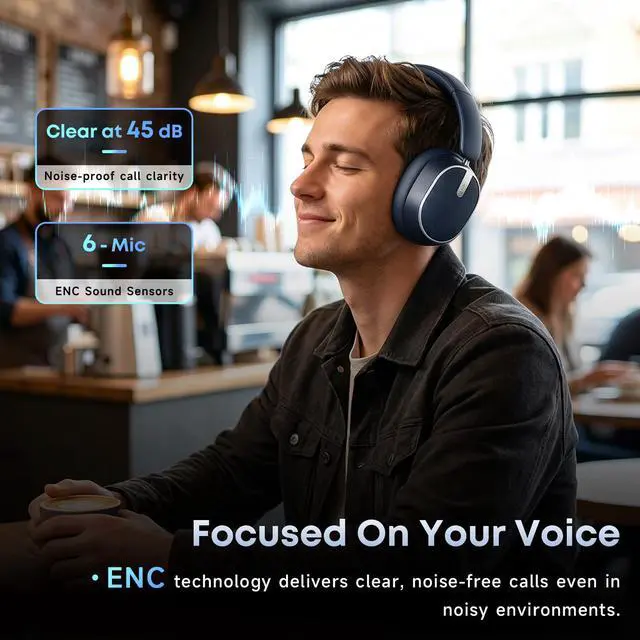 Alt view image 3 of 7 - Hybrid Active Noise Cancelling Bluetooth Headphones Wireless Headphones