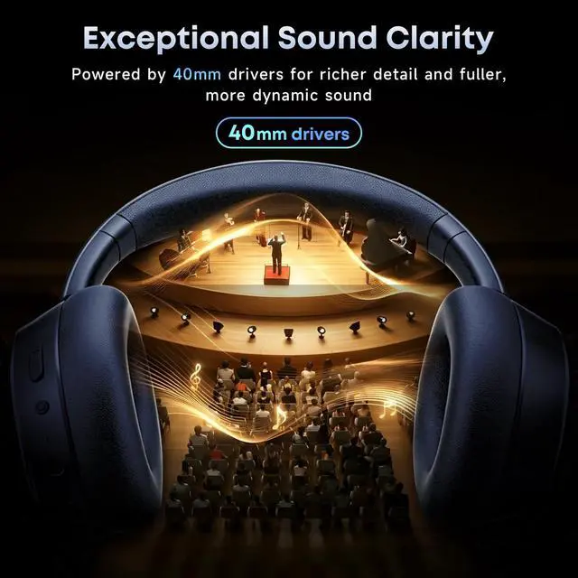 Alt view image 6 of 7 - Hybrid Active Noise Cancelling Bluetooth Headphones Wireless Headphones