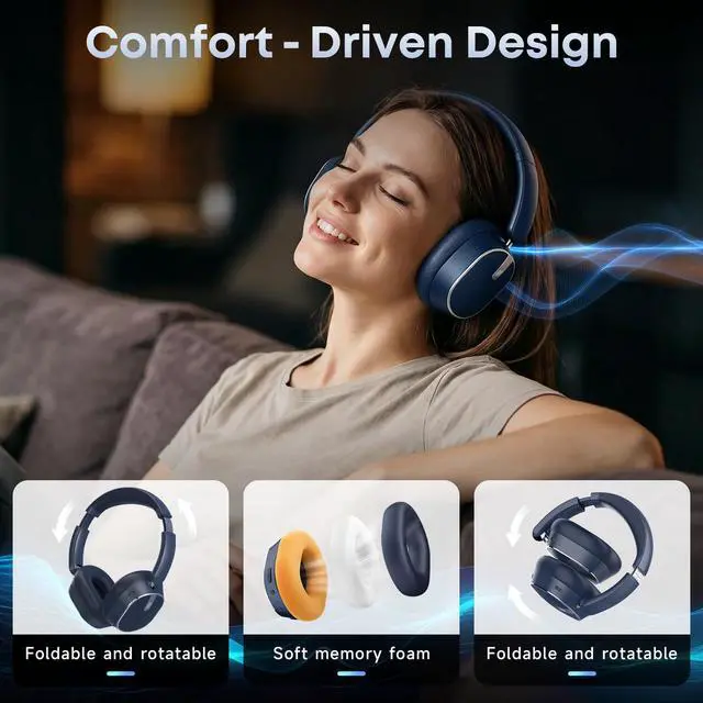 Alt view image 7 of 7 - Hybrid Active Noise Cancelling Bluetooth Headphones Wireless Headphones