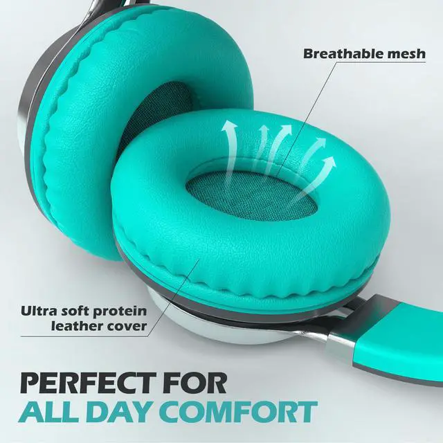 Alt view image 3 of 6 - C8 Wired Headphones with Mic for Kids School,3.5mm Jack, Grey Mint