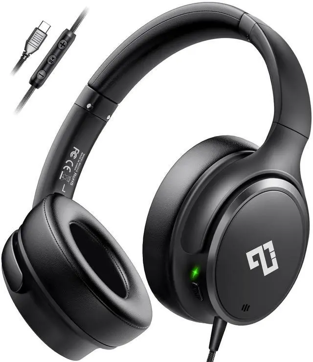Main image of USB C Wired Headphones, Active Noise Canceling Over Ear with Mic