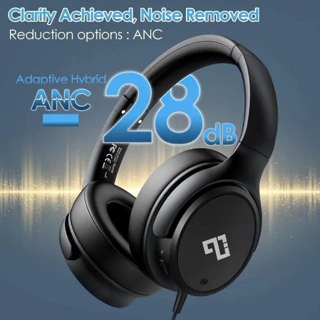 Alt view image 3 of 7 - USB C Wired Headphones, Active Noise Canceling Over Ear with Mic