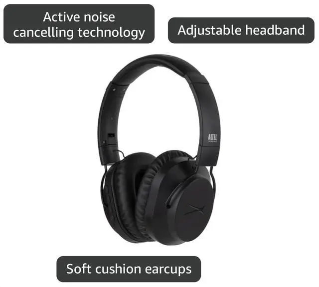 Alt view image 3 of 5 - Whisper Active Noise Cancelling Headphones, Black
