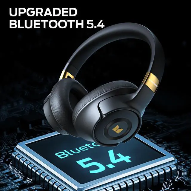 Alt view image 5 of 7 - Active Noise Cancelling Headphones, Wireless Over-Ear Bluetooth, 40H Long ANC Playtime, HiFi Audio, Big Bass, Deep Bass, Built-in Mic, Memory Foam Ear Cups for Home