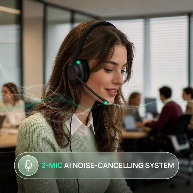 Alt view image 2 of 7 - UH35 2nd Gen Wired Headset, USB-C/A,AI Noise Canceling Mic,HD Audio