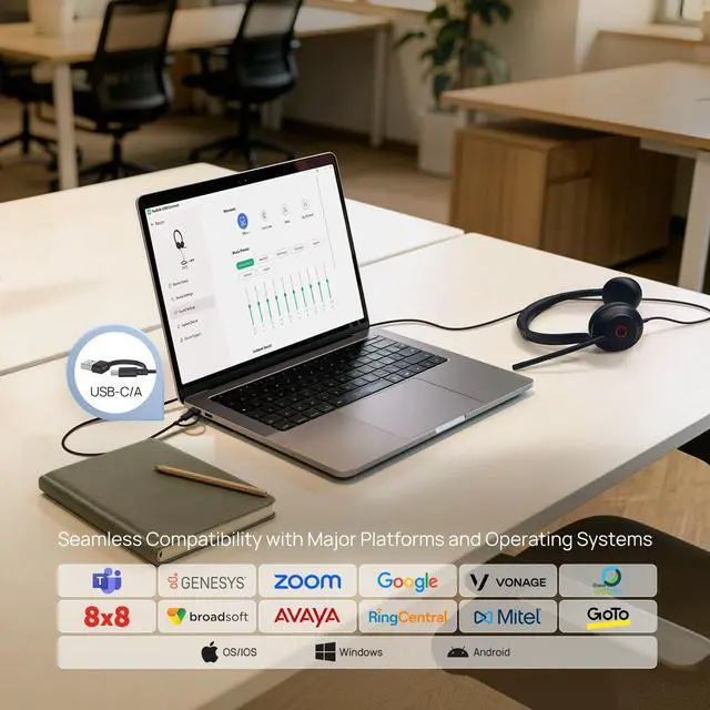 Alt view image 7 of 7 - UH35 2nd Gen Wired Headset, USB-C/A,AI Noise Canceling Mic,HD Audio