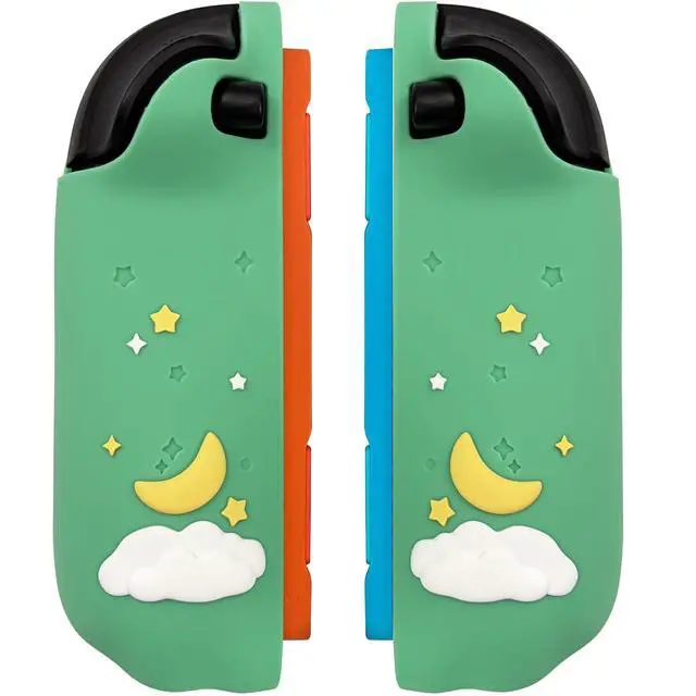 Alt view image 3 of 7 - Silicone Protective Case for Nintendo Switch 2 Joy Con Controllers with 2 Silicone Thumb Grips, Bunny & Flower Design, Green
