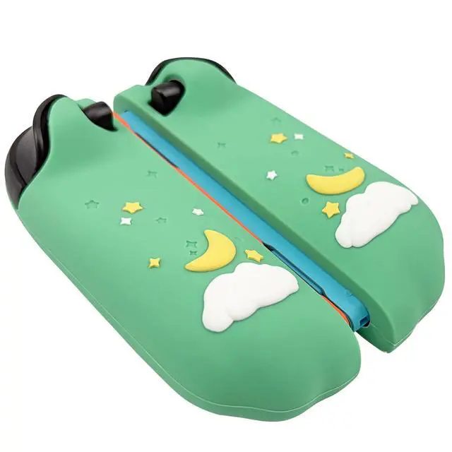 Alt view image 5 of 7 - Silicone Protective Case for Nintendo Switch 2 Joy Con Controllers with 2 Silicone Thumb Grips, Bunny & Flower Design, Green