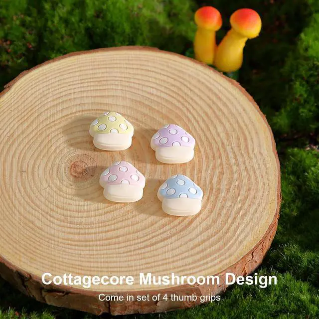 Alt view image 4 of 7 - Thumb Grip Caps Compatible with Nintendo Switch, Cottagecore Mushroom Jostick Caps for Switch Lite/OLED, Silicone Joycon Grips Cover-4PCS Pastel Pink Purple Cozy Gaming Accessories