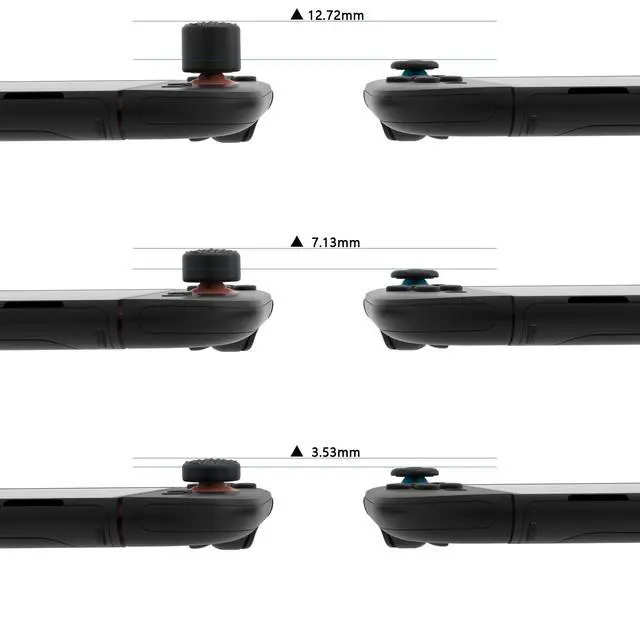 Alt view image 2 of 7 - Quantum Pro Ergonomic Thumbstick Grips for Nintendo Switch 2, Joystick Caps Thumb Grip for Joycon 2 - with 3 Height Convex and Concave - Diamond Grain & Crack Bomb Design - Black