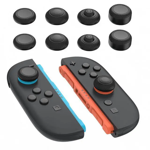 Main image of 8-in-1 Pro Thumb Grips for Nintendo Switch 2 | 4 Heights(5-10mm) Joystick Caps for FPS/RPG | Ergonomic Design Silicone Thumbstick Cover Accessories for Joycon 2, Black (8-Pack)
