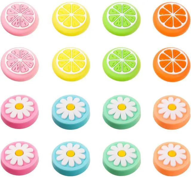 Main image of 16 Pcs Replacement Fruit Lemon and Flower Design Thumb Grip Caps