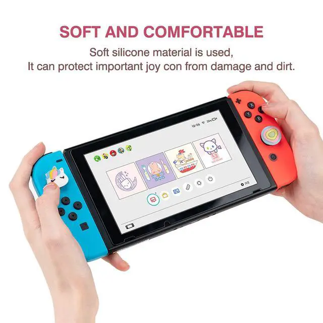 Alt view image 6 of 7 - Cute Pony & Love Heart Thumb Grips Caps for Switch Lite/OLED - Soft Silicone Joystick Button Caps, Analog Joy Con Stick Protective Cover, Rainbow (4PCS)