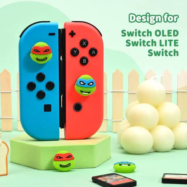 Alt view image 2 of 7 - Thumb Grips Caps Design for Switch Console, Soft Silicone Joycon Analog Controller Protective Anti-Slip Covers 4PCS Turtles Button Joystick Caps - Green Turtles