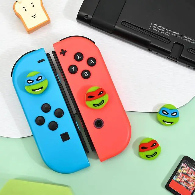 Alt view image 6 of 7 - Thumb Grips Caps Design for Switch Console, Soft Silicone Joycon Analog Controller Protective Anti-Slip Covers 4PCS Turtles Button Joystick Caps - Green Turtles