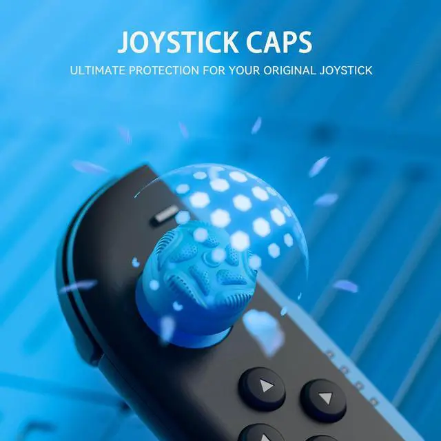Alt view image 3 of 7 - for Switch 2 Thumbs Cushion Caps Thumb Grips (4-Pack) | Silicone Joystick Grip Cover for Nintendo Switch 2 Joycon, Anti-Slip Raindrop Texture Design - Blue & Orange