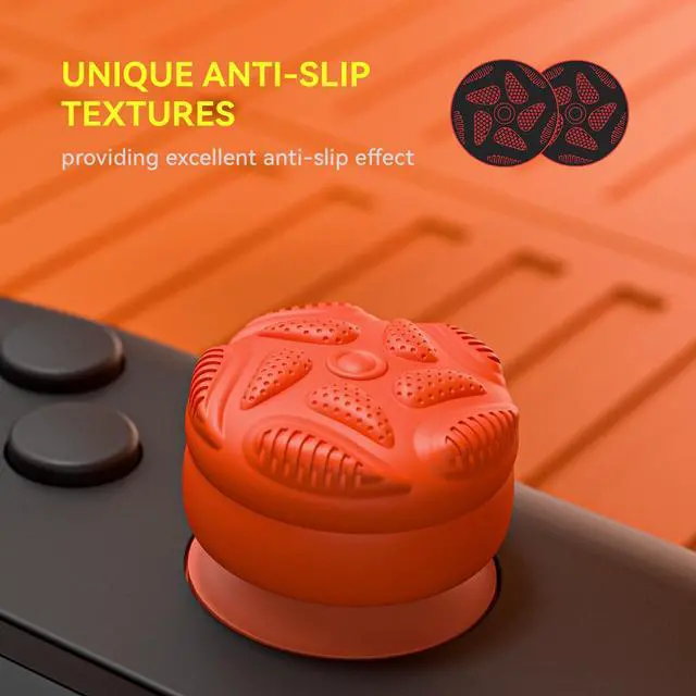 Alt view image 6 of 7 - for Switch 2 Thumbs Cushion Caps Thumb Grips (4-Pack) | Silicone Joystick Grip Cover for Nintendo Switch 2 Joycon, Anti-Slip Raindrop Texture Design - Blue & Orange