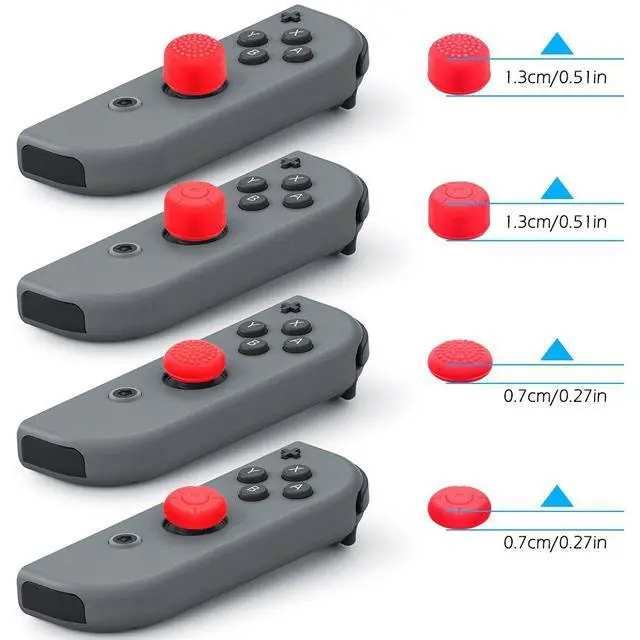 Alt view image 4 of 7 - Protective Case Compatible with Nintendo Switch Joy-Con Controller with Thumb Caps, 2 Pack Anti-Slip Silicone Grips Covers with 16 Thumb Stick Pads - Black, Blue + Red