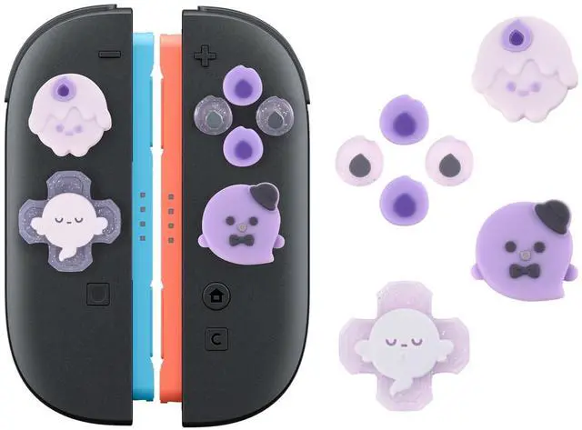 Main image of ABXY Buttons Sticker Joystick Cover Caps for Switch 2, Cross D-Pad Button Caps Silicone Thumb Grips Set Compatible with Nintendo Switch 2 Controller - Candle Ghost