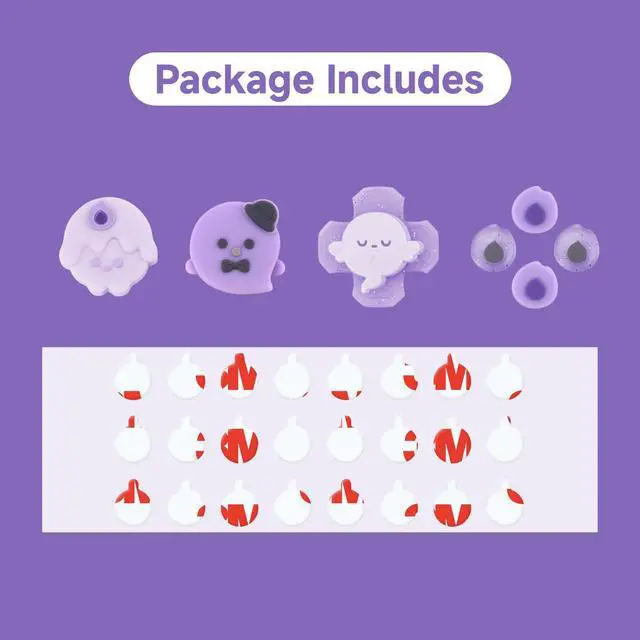 Alt view image 4 of 7 - ABXY Buttons Sticker Joystick Cover Caps for Switch 2, Cross D-Pad Button Caps Silicone Thumb Grips Set Compatible with Nintendo Switch 2 Controller - Candle Ghost