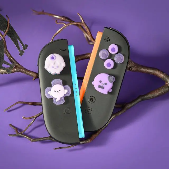 Alt view image 6 of 7 - ABXY Buttons Sticker Joystick Cover Caps for Switch 2, Cross D-Pad Button Caps Silicone Thumb Grips Set Compatible with Nintendo Switch 2 Controller - Candle Ghost