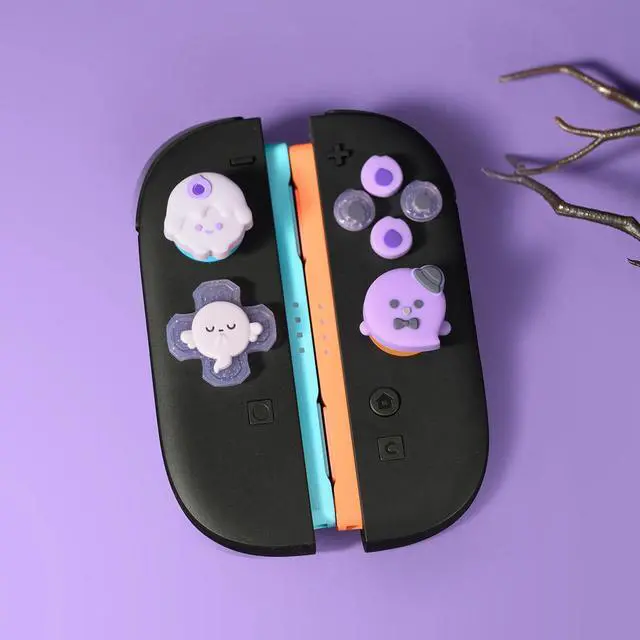 Alt view image 7 of 7 - ABXY Buttons Sticker Joystick Cover Caps for Switch 2, Cross D-Pad Button Caps Silicone Thumb Grips Set Compatible with Nintendo Switch 2 Controller - Candle Ghost