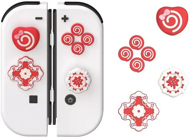 Main image of Silicone Thumb Grip Caps Compatible with Switch/OLED Controller, Joystick Covers, D-Pad Button Cap, ABXY Button Stickers - Sweet Raspberry Pie