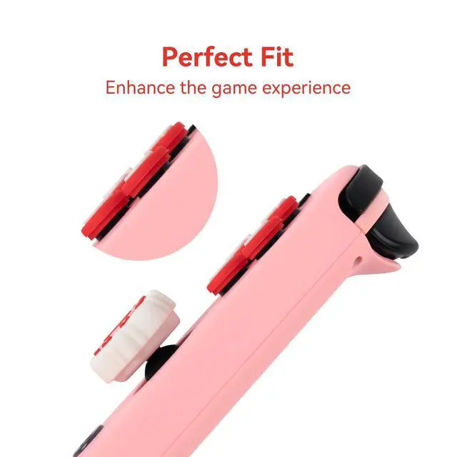 Alt view image 3 of 7 - Silicone Thumb Grip Caps Compatible with Switch/OLED Controller, Joystick Covers, D-Pad Button Cap, ABXY Button Stickers - Sweet Raspberry Pie