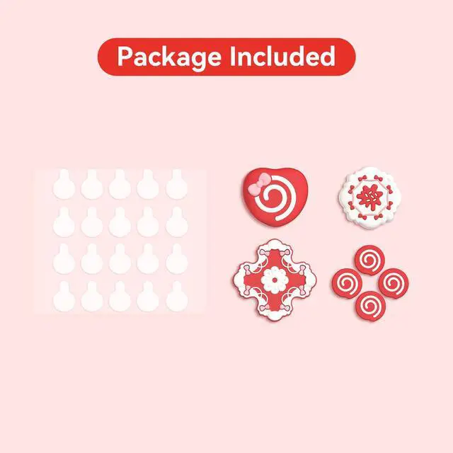 Alt view image 4 of 7 - Silicone Thumb Grip Caps Compatible with Switch/OLED Controller, Joystick Covers, D-Pad Button Cap, ABXY Button Stickers - Sweet Raspberry Pie