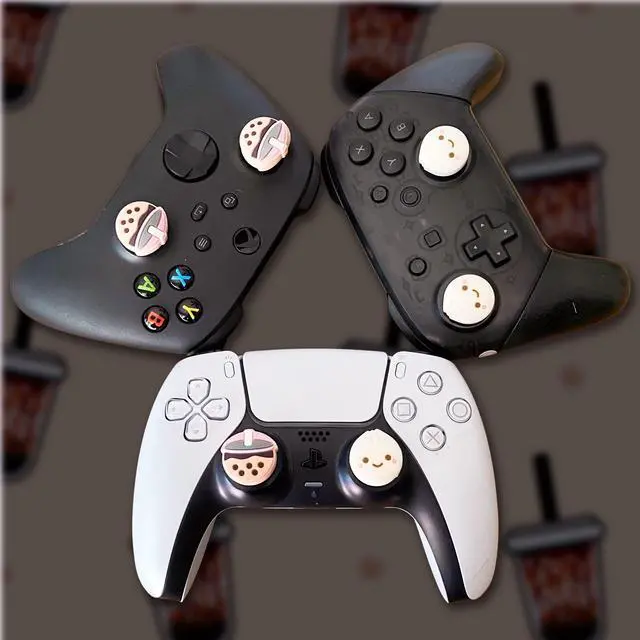 Alt view image 6 of 7 - Boba Dumpling Thumb Grips | Kawaii Cute Cutecore Pastel Button Caps | Compatible with Sony PlayStation PS5 PS4 Xbox Nintendo Switch 2 Pro Controllers (not Switch 1)