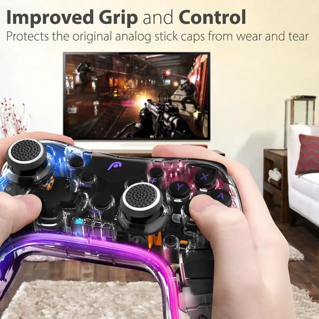 Alt view image 3 of 7 - Performance Gaming Controller Thumb Grip Joystick Cap, White, 2 Pair
