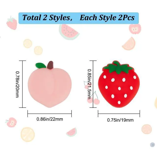 Alt view image 2 of 7 - 4Pcs Peach Strawberry Thumb Grips Fruit Soft Silicon Joystick Button Caps Analog Joy Stick Cover Compatible with Switch OLED Lite Console for Controller Red Pink