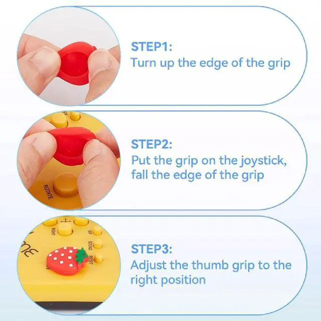 Alt view image 6 of 7 - 4Pcs Peach Strawberry Thumb Grips Fruit Soft Silicon Joystick Button Caps Analog Joy Stick Cover Compatible with Switch OLED Lite Console for Controller Red Pink