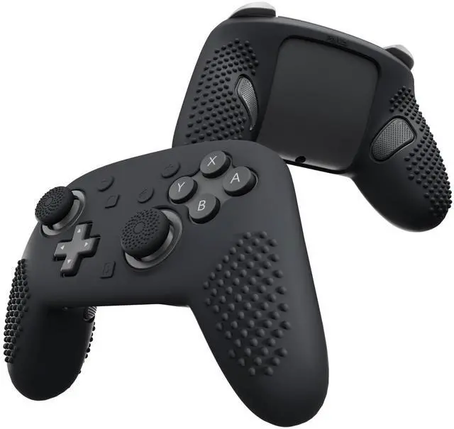 Main image of Silicone Cover Skin for Nintendo Switch 2 Pro Controller 3D Studded Edition Anti-Slip Grip Protector Case for Switch 2 Pro with Back Button Cap, Thumb Grips & Sticker - Black