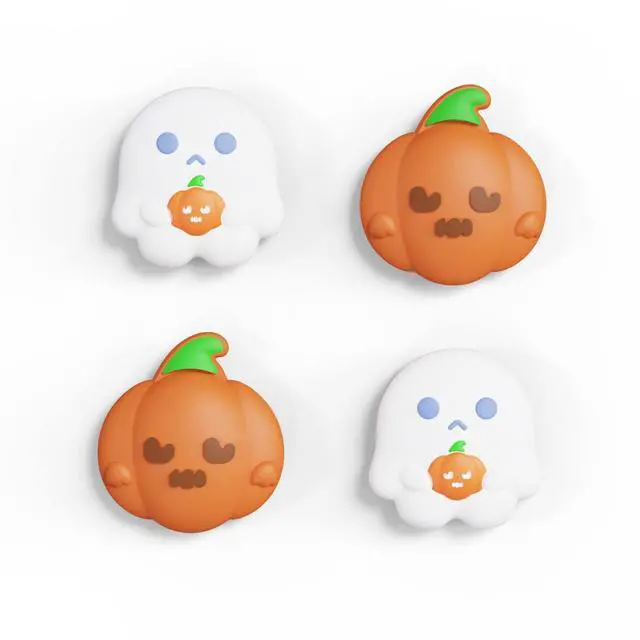 Main image of Halloween Joystick Caps for Nintendo Switch, Thumbstick Grips for Switch Lite, Analog Cover for OLED Joycon Thumb Grip Caps - Spooky Ghost with Pumpkin