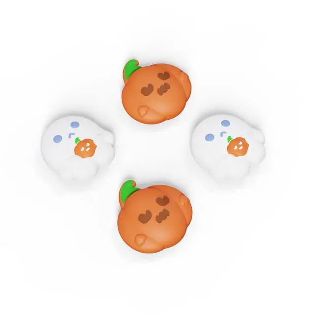 Alt view image 6 of 7 - Halloween Joystick Caps for Nintendo Switch, Thumbstick Grips for Switch Lite, Analog Cover for OLED Joycon Thumb Grip Caps - Spooky Ghost with Pumpkin