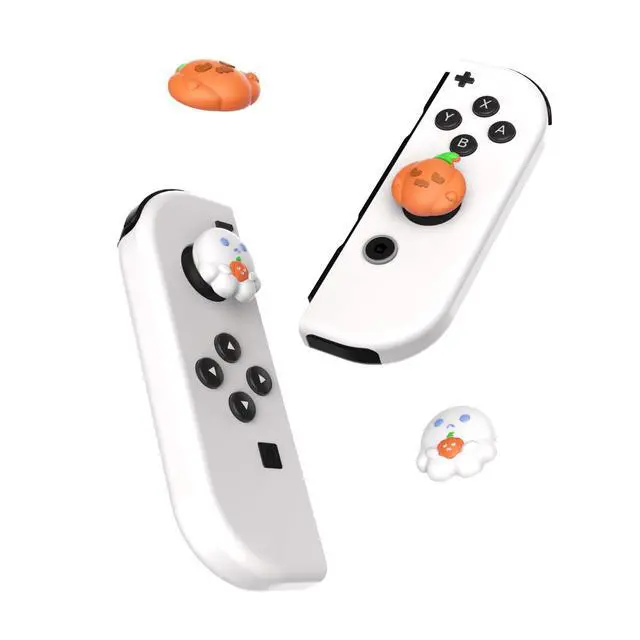 Alt view image 5 of 7 - Halloween Joystick Caps for Nintendo Switch, Thumbstick Grips for Switch Lite, Analog Cover for OLED Joycon Thumb Grip Caps - Spooky Ghost with Pumpkin