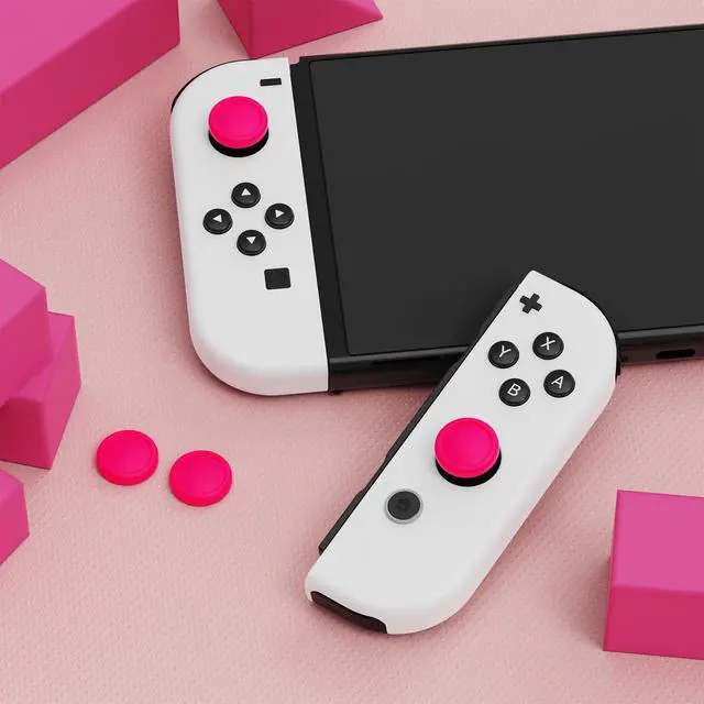 Alt view image 3 of 7 - PlayVital Switch Joystick Caps, Switch Lite Thumbstick Caps, Silicone Analog Cover for OLED Joycon Thumb Grips - Bright Pink
