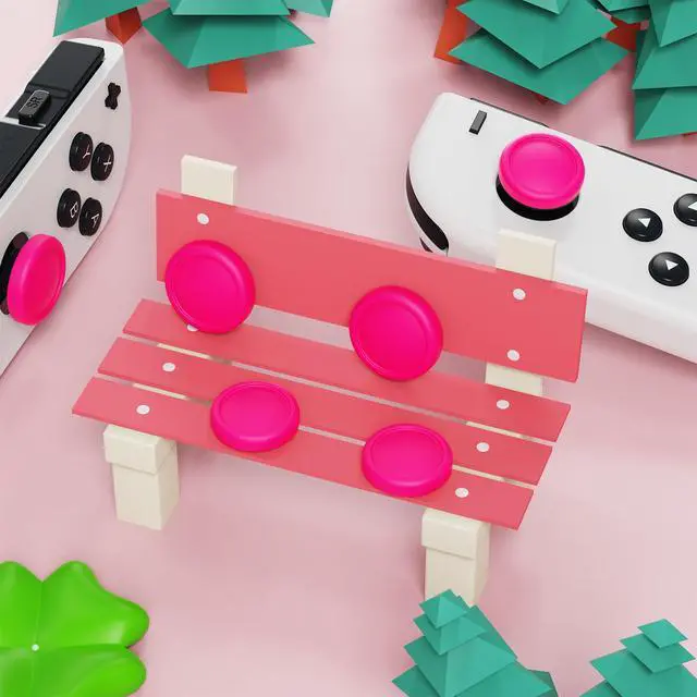 Alt view image 4 of 7 - PlayVital Switch Joystick Caps, Switch Lite Thumbstick Caps, Silicone Analog Cover for OLED Joycon Thumb Grips - Bright Pink