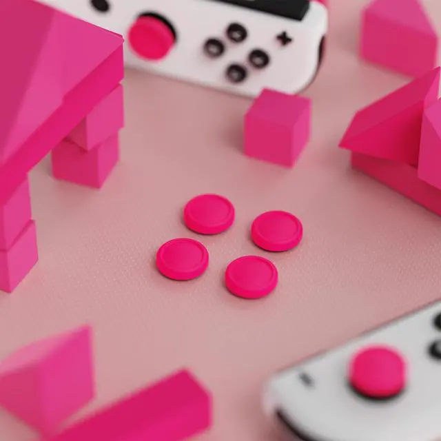 Alt view image 6 of 7 - PlayVital Switch Joystick Caps, Switch Lite Thumbstick Caps, Silicone Analog Cover for OLED Joycon Thumb Grips - Bright Pink