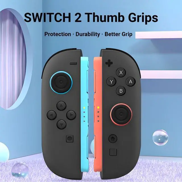 Alt view image 2 of 6 - Switch 2 Thumb Caps, 8PCS Soft Silicone Joystick Caps Compatible with Switch 2 Joycon, Non-Slip Protective Thumbstick Covers for Better Control & Stick Protection,Black