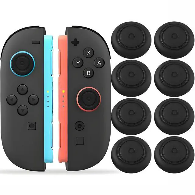 Main image of Switch 2 Thumb Caps, 8PCS Soft Silicone Joystick Caps Compatible with Switch 2 Joycon, Non-Slip Protective Thumbstick Covers for Better Control & Stick Protection,Black