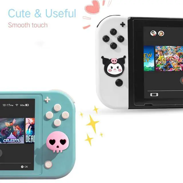 Alt view image 2 of 7 - Switch Silicone Thumb Grip Caps, Joystick Cover Compatible with Nintendo Switch/OLED/Switch Lite,4PCS (KRM+Skull)