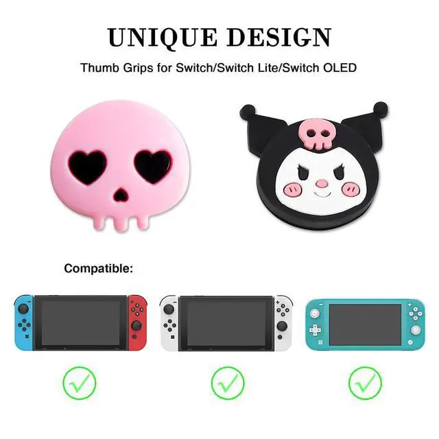Alt view image 3 of 7 - Switch Silicone Thumb Grip Caps, Joystick Cover Compatible with Nintendo Switch/OLED/Switch Lite,4PCS (KRM+Skull)