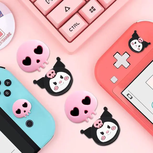 Alt view image 6 of 7 - Switch Silicone Thumb Grip Caps, Joystick Cover Compatible with Nintendo Switch/OLED/Switch Lite,4PCS (KRM+Skull)