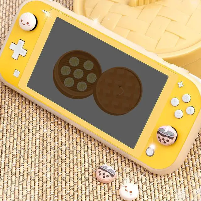 Alt view image 4 of 7 - Boba Dumpling Thumb Grips | Cute Cutecore Food Pork Bun Face Bubble Tea | Kawaii Japanese Button Joystick Cap Cover | Compatible with Nintendo Switch 1 Standard Lite OLED
