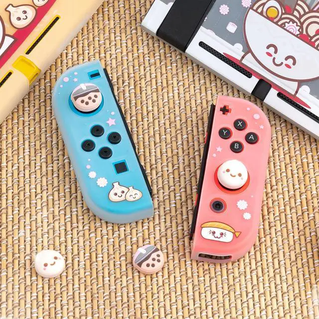 Alt view image 2 of 7 - Boba Dumpling Thumb Grips | Cute Cutecore Food Pork Bun Face Bubble Tea | Kawaii Japanese Button Joystick Cap Cover | Compatible with Nintendo Switch 1 Standard Lite OLED