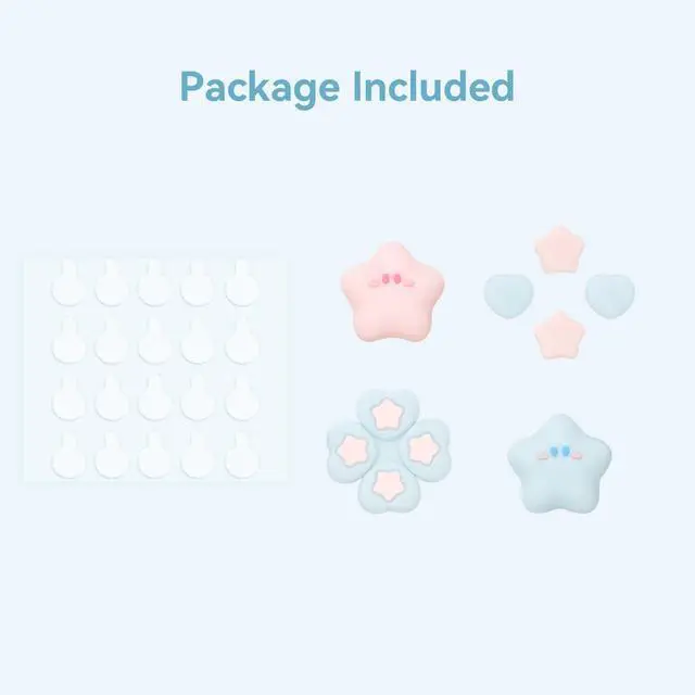 Alt view image 4 of 7 - ABXY Buttons Sticker Joystick Cover Caps, Cross D-Pad Button Caps Silicone Thumb Grips Set Compatible with Nintendo Switch/OLED Controller - Star Baby(Pink Blue)